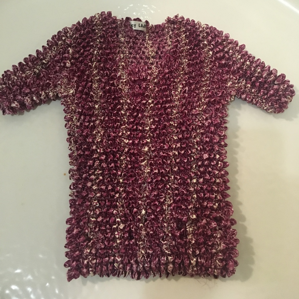 Fancy Lady Stretch Blouse purple and white One Siz